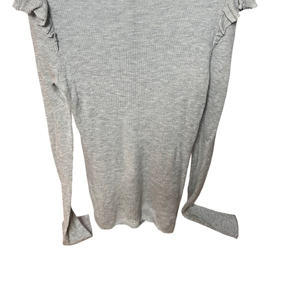 New Madewell Ruffle Shoulder Ribbed Knit Pullover Top Gray | Size L - Picture 8 of 13